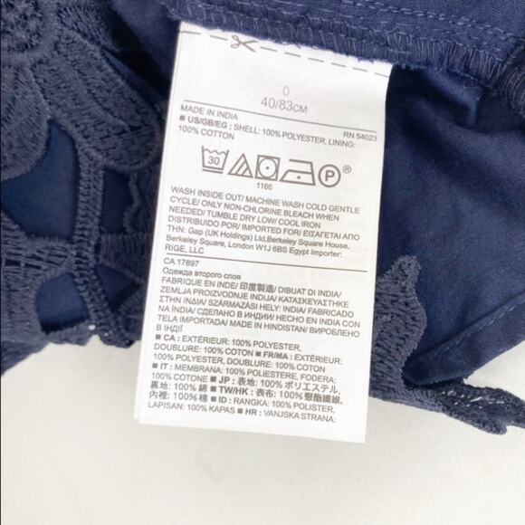Banana Republic Navy Blue Lace Crochet Dress Sz 0 - Picture 6 of 7